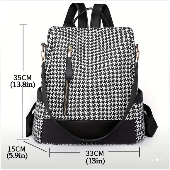Houndstooth Multi-pocket Backpack - Picture 4 of 7